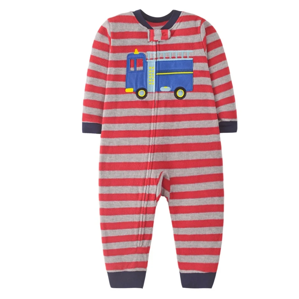 WarmBuddy – Søt og myk – babyjumpsuit i fleece med tegneserieprint