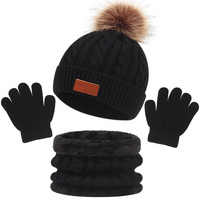 Thumbnail for CozyPom – Varmt og mykt – Vintersett med lue, skjerf og hansker