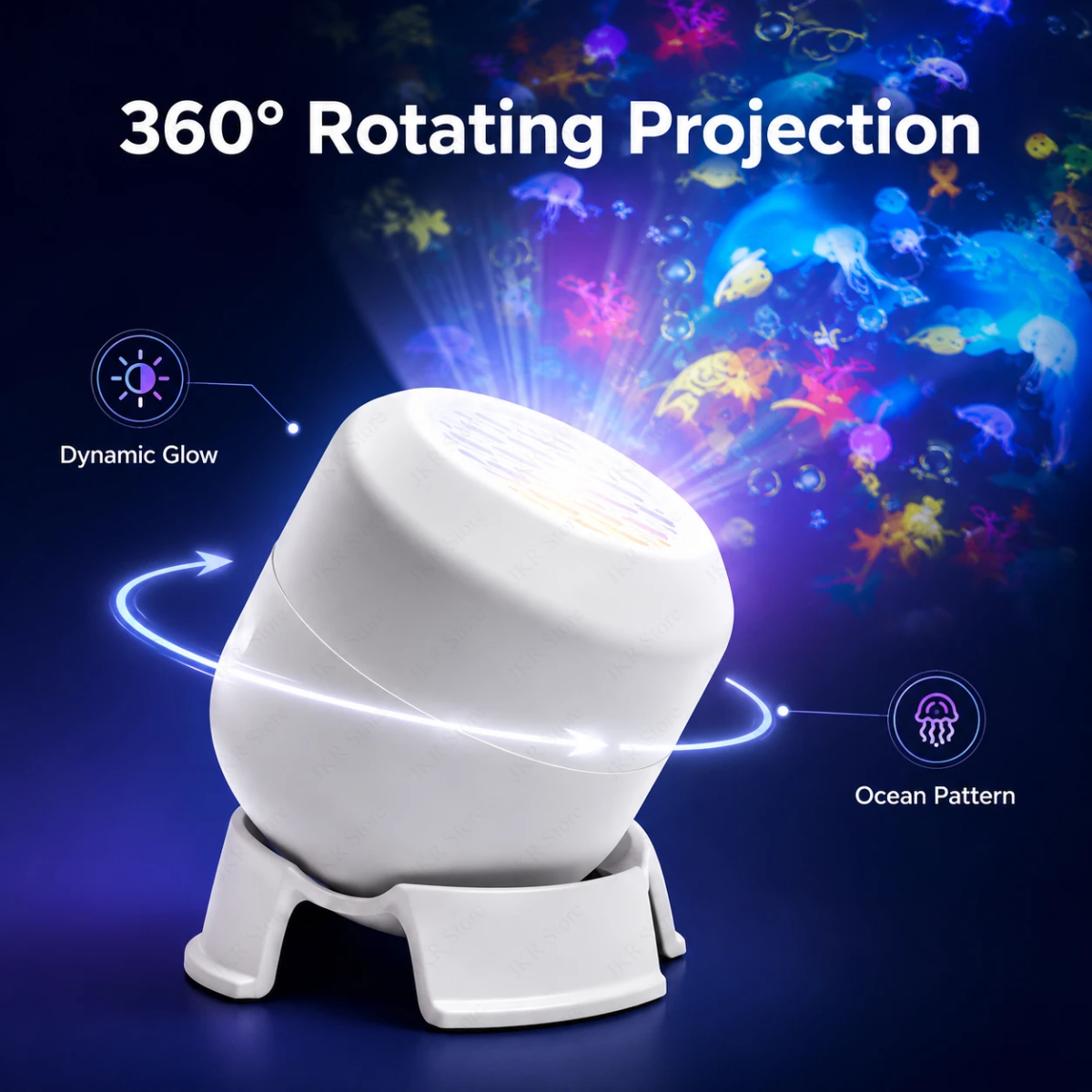 SeaDream – Lek og læring – 360° roterende LED-nattlampe