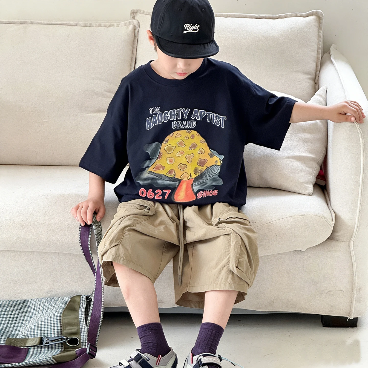 MushroomPlay – Casual & Streetwear – Oversized T-skjorte med soppmønster