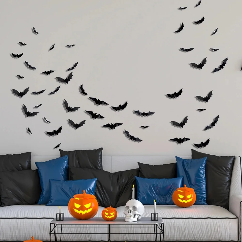 SpookyGlow – Skummel og stemningsfull – LED-veggdekorasjon med Halloween-flaggermus