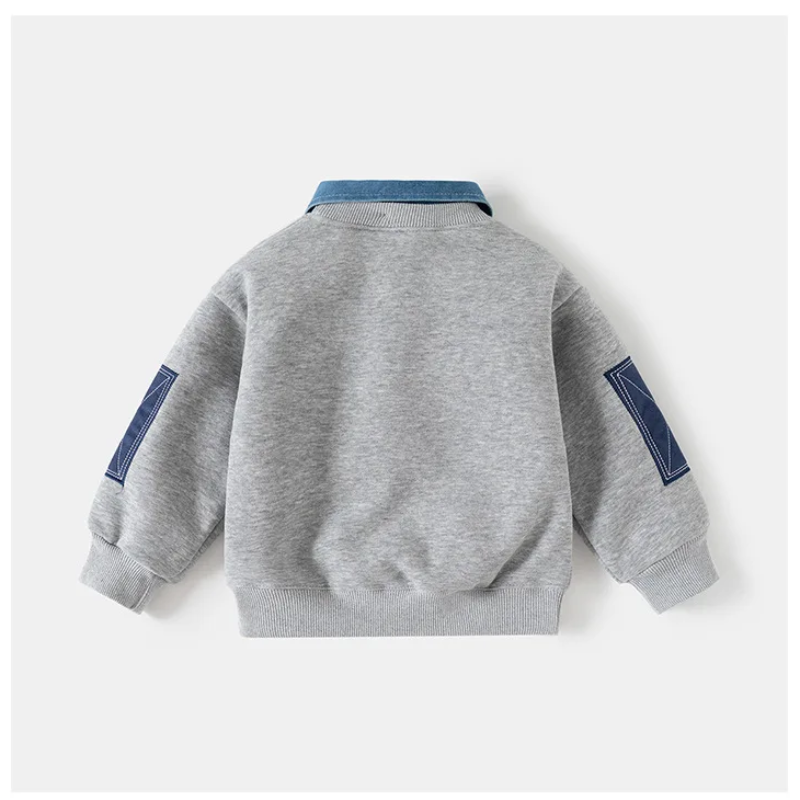 CoolJunior – Varm og stilig – Guttetrøye med denimkrage