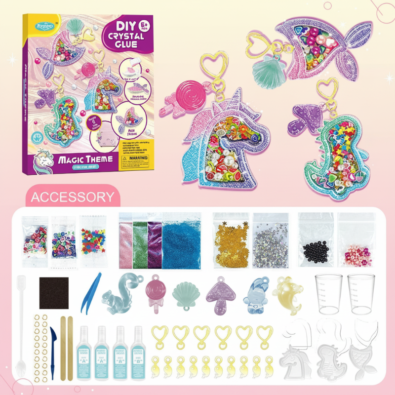 DIY Crystal Keychain Kit – Kreativt og lekent – Nøkkelring-håndverkssett