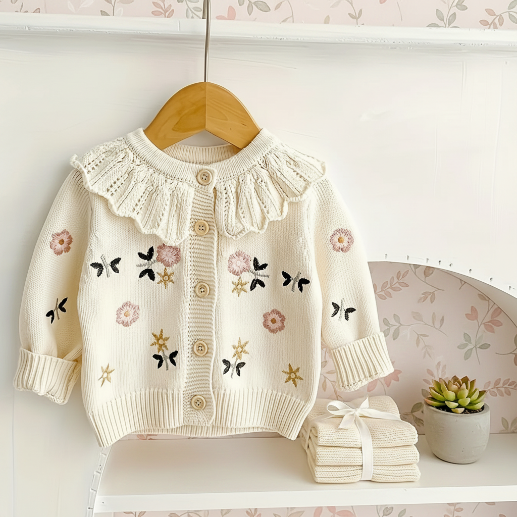 FloraKnit – Varmt og stilig – Strikket vest med blomsterdetaljer