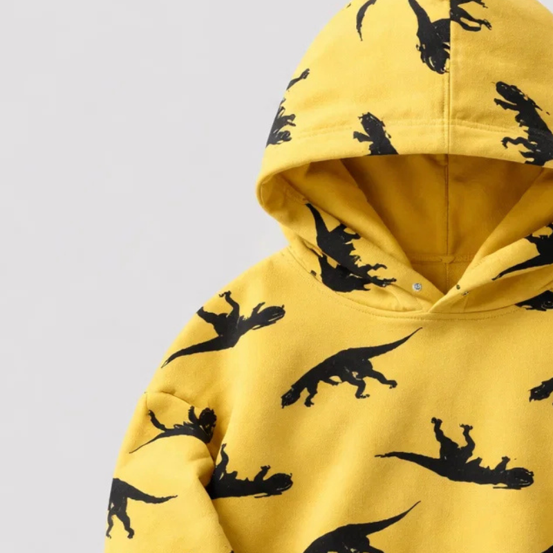 DinoStyle – Varm og pustende – Hettegenser med Triceratops-trykk