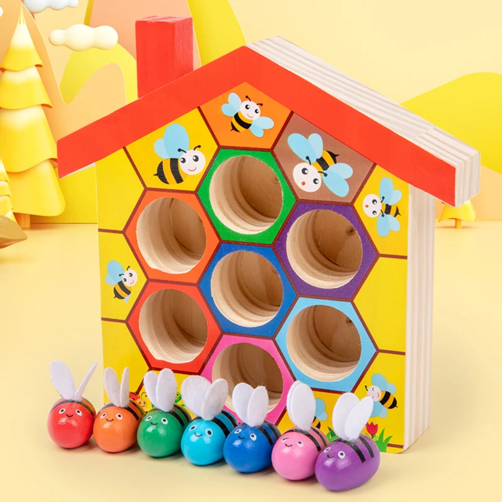 HoneyHive – Montessori & Pedagogisk – Sorteringslek med bier i tre