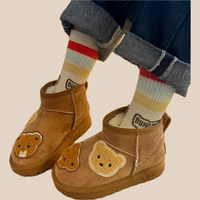Thumbnail for Mini Fashion - Semsket brun ankelstøvle med bjørner
