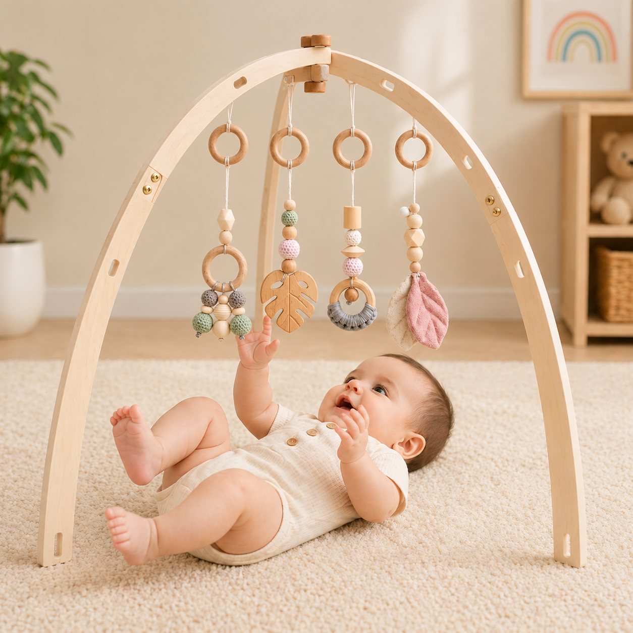 Wooden Baby Rattle Toy – Sansestimulerende og trygt – Baby Gym