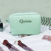 Thumbnail for Striped Name Pouch – Personlig og stilig – Sminkeveske
