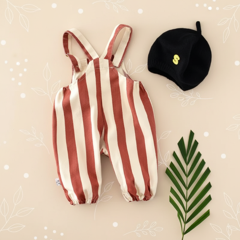 Striped Overall Romper – Myk og behagelig – Jumpsuit til barn