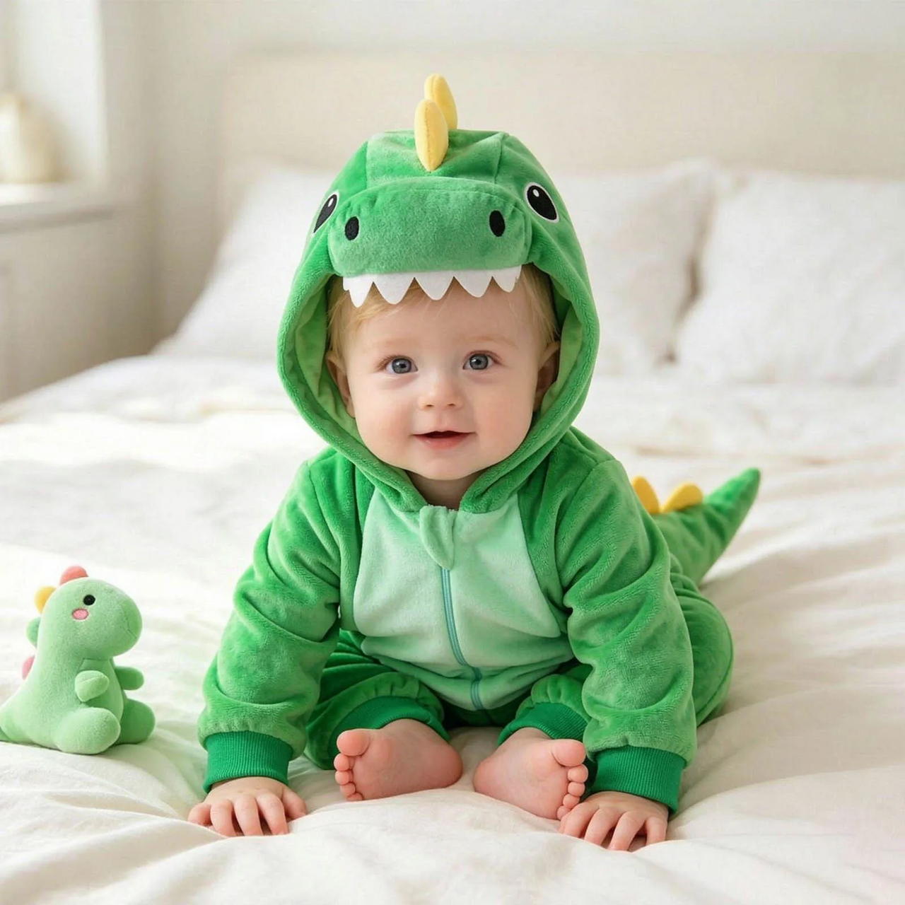 RoarBuddy – Søt og leken – Baby-dinosaur-onesie med hette