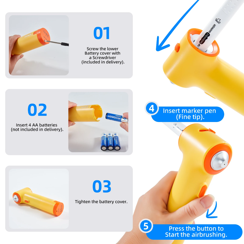 PaintBuddy – Kreativt og lærerikt – Bærbart airbrush-tegnesett