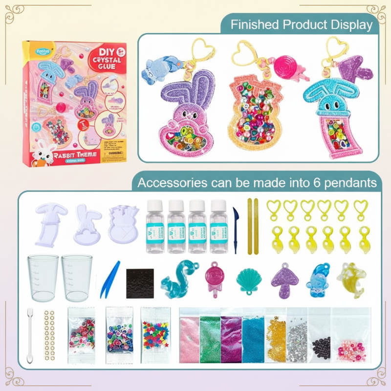 DIY Crystal Keychain Kit – Kreativt og lekent – Nøkkelring-håndverkssett