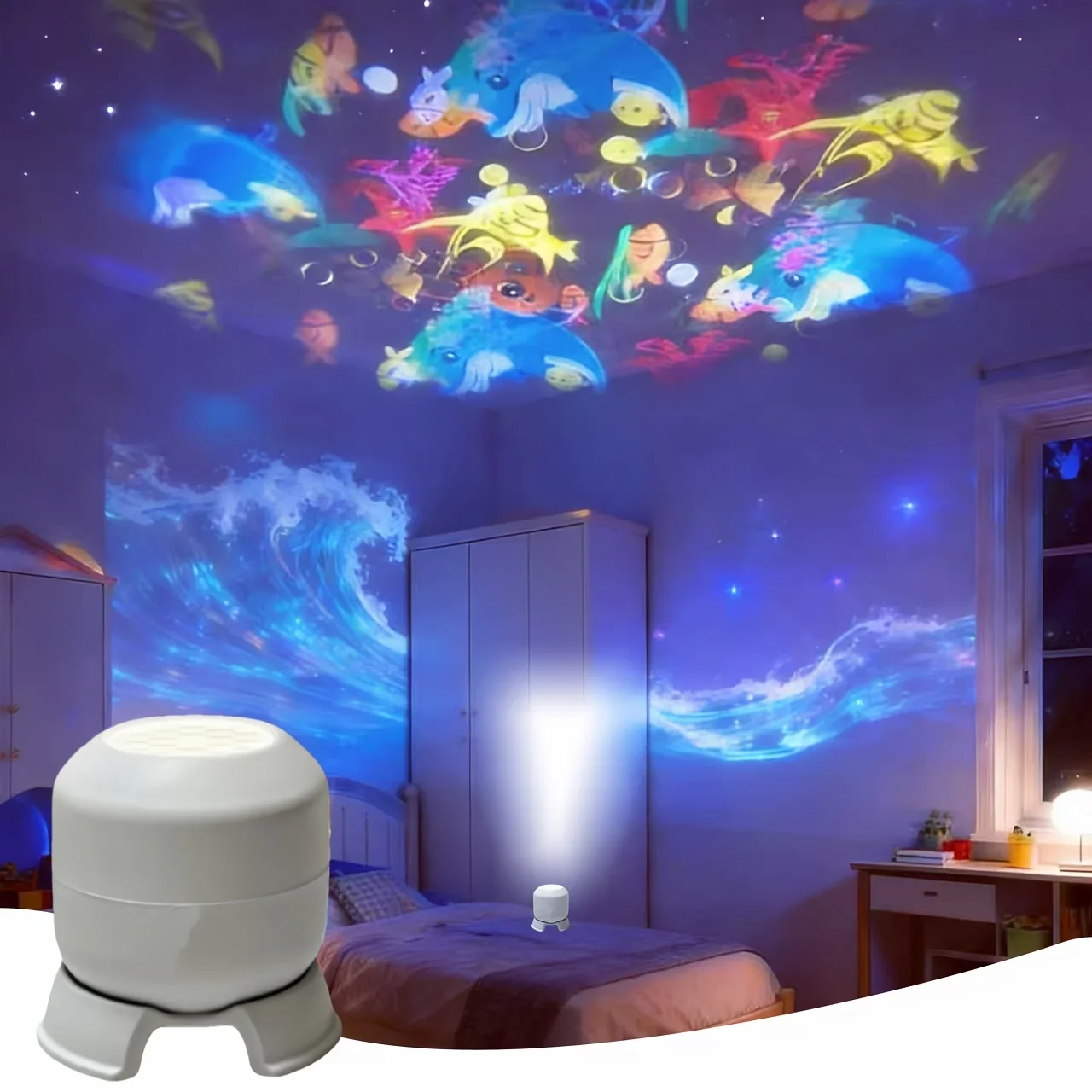 SeaDream – Lek og læring – 360° roterende LED-nattlampe