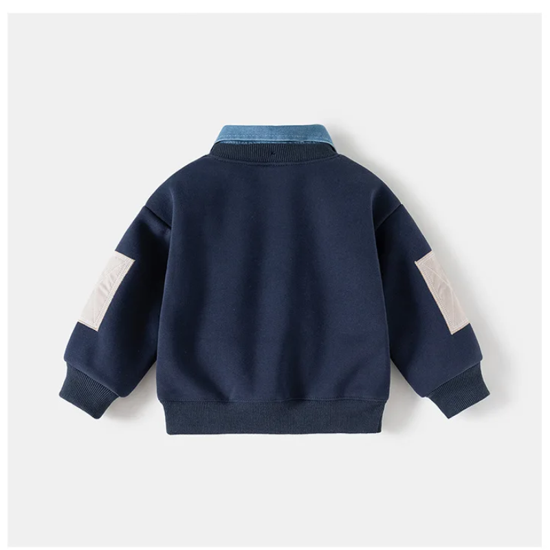 CoolJunior – Varm og stilig – Guttetrøye med denimkrage