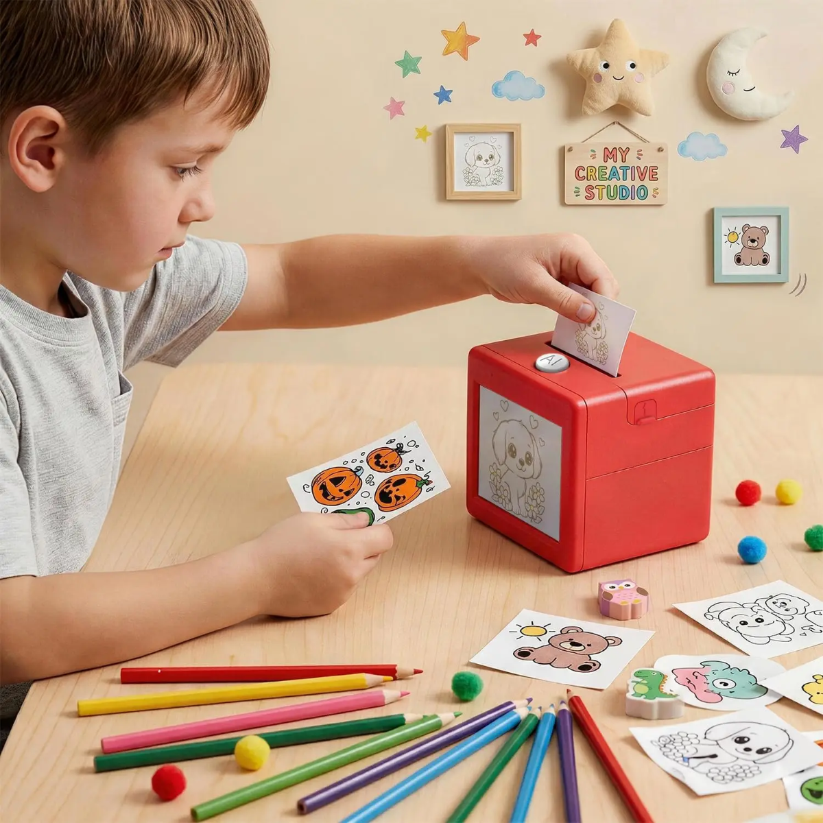 StickerMagic – Lærerikt og kreativt – AI-klistremerkeprinter for barn