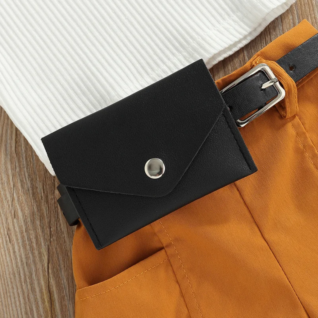 MiniFashionista – Elegant & Trender – Jentesett med topp, shorts og hofteveske