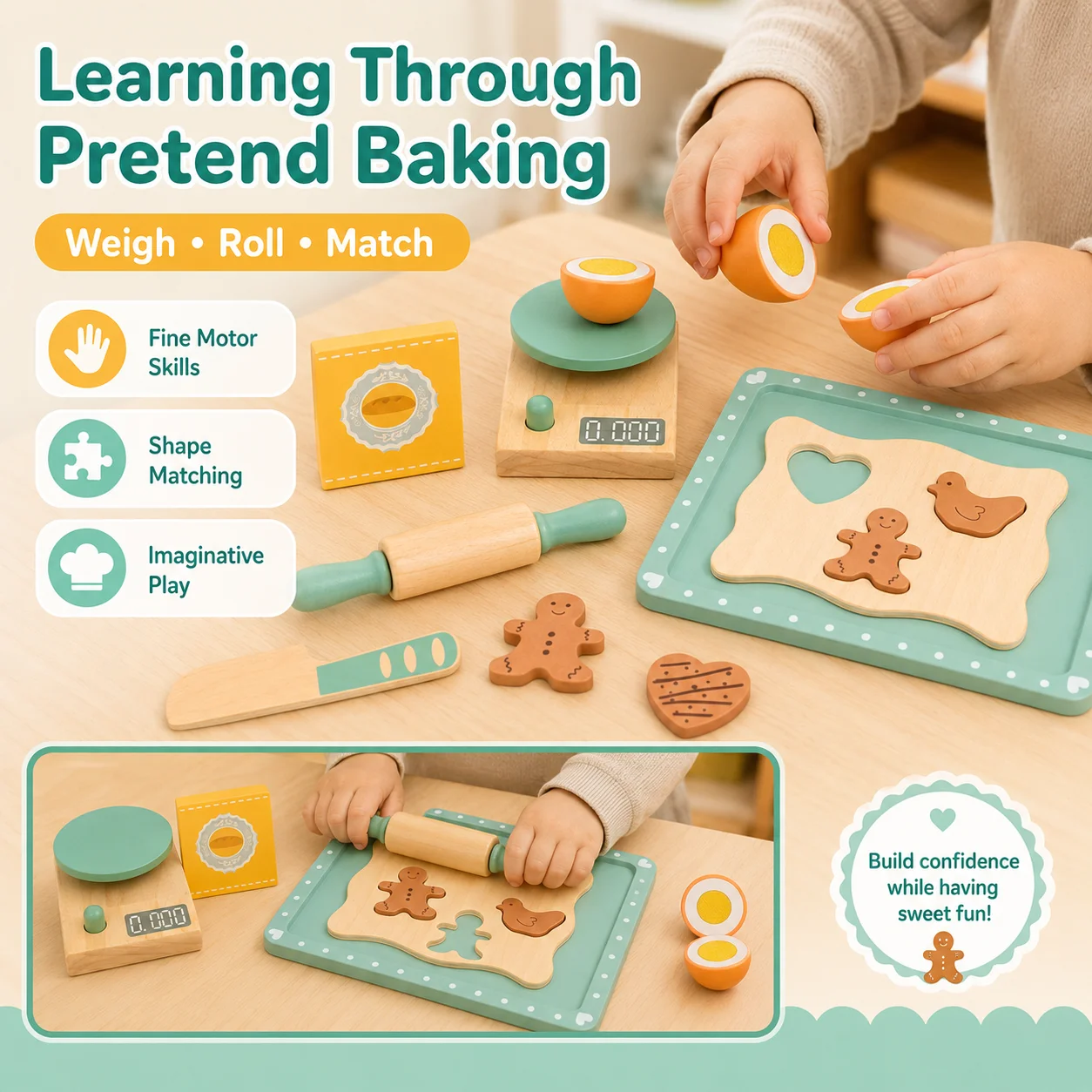 BakeBuddy – Kreativt og lærerikt – Lekesett med trebakstøy