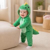 Thumbnail for RoarBuddy – Søt og leken – Baby-dinosaur-onesie med hette