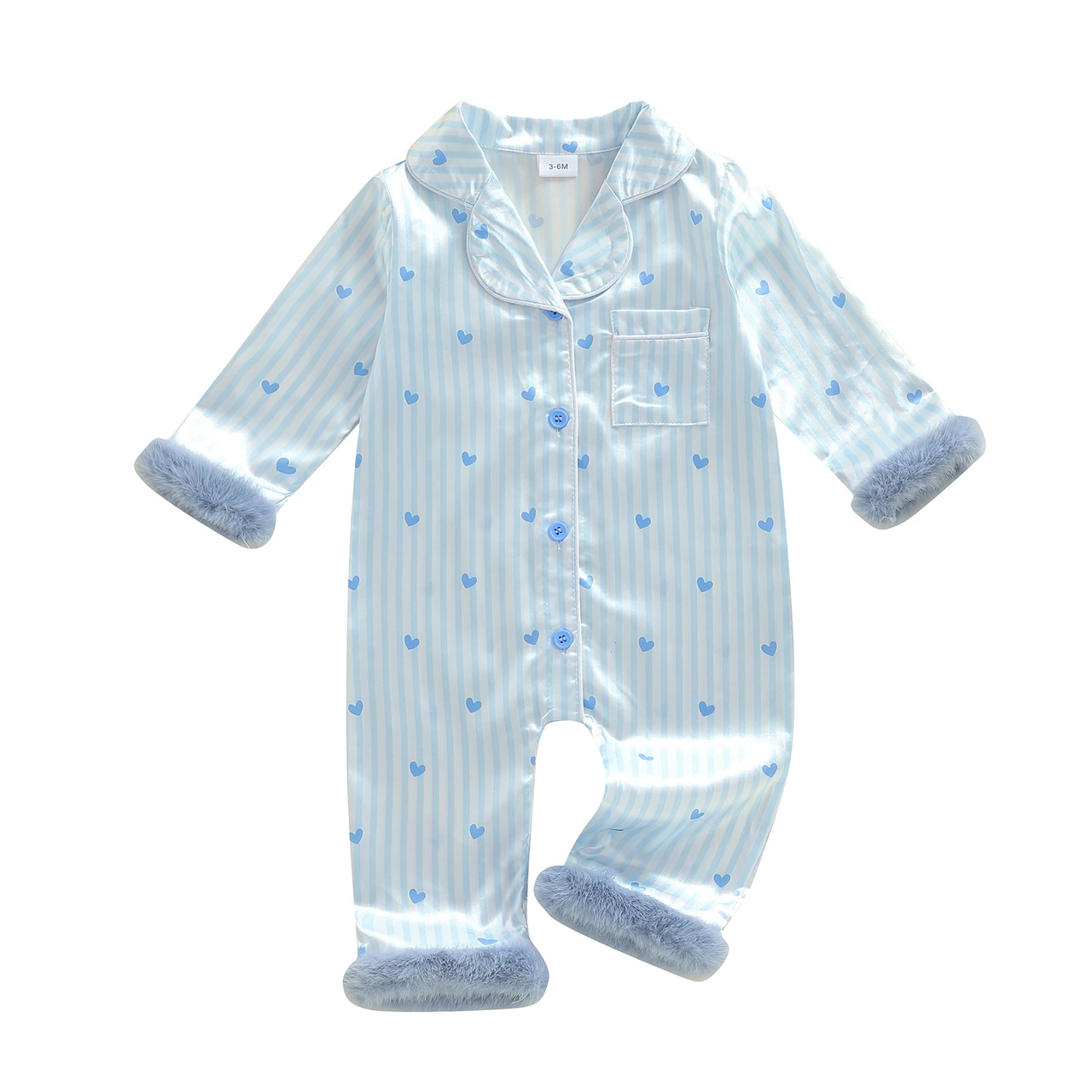 TinyLove – Myk og varm – babyjumpsuit med hjerteprint og plysjdetaljer