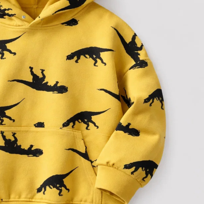 DinoStyle – Varm og pustende – Hettegenser med Triceratops-trykk