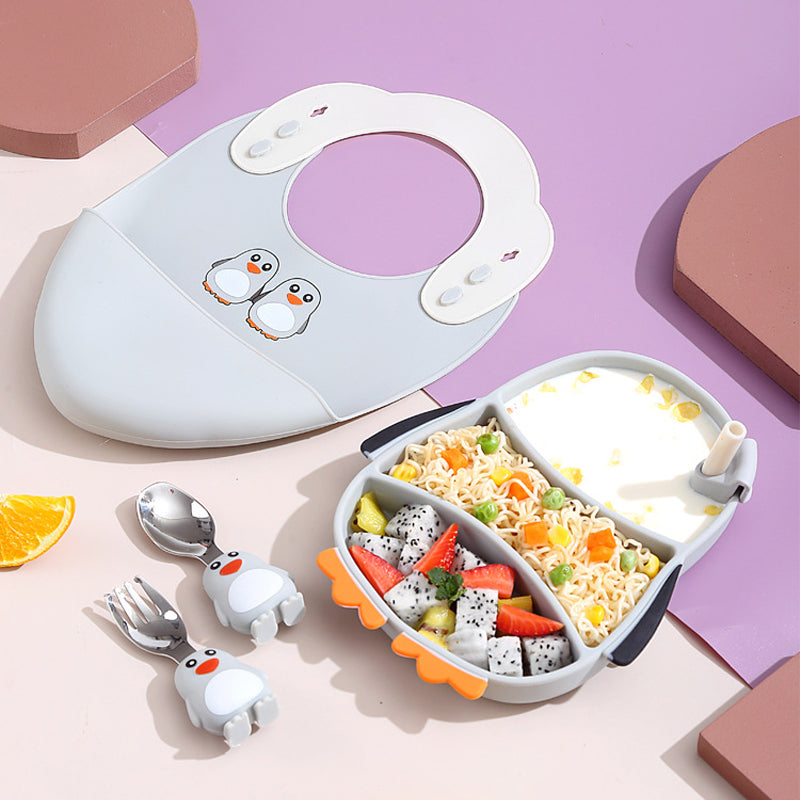 MiniMeal – Sikker og sklisikker – Silikon-småbarnsbestikk med bestikk