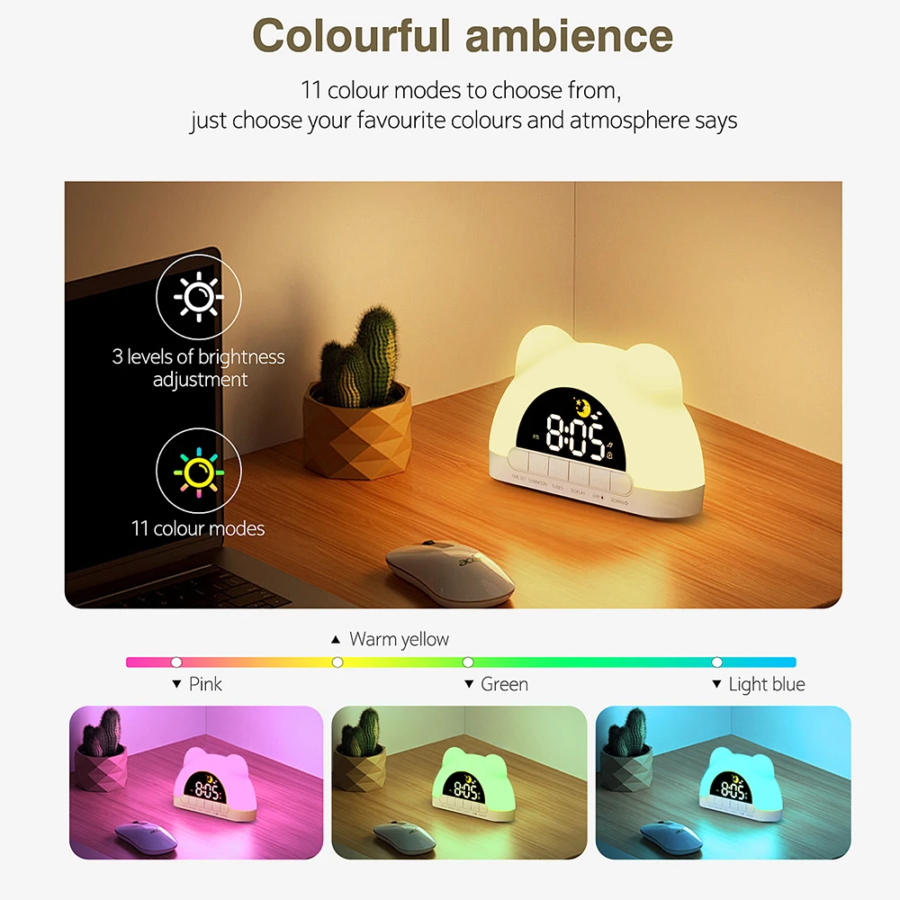 TinySunrise – Myk og funksjonell – digital vekkerklokke med soloppgangsbelysning