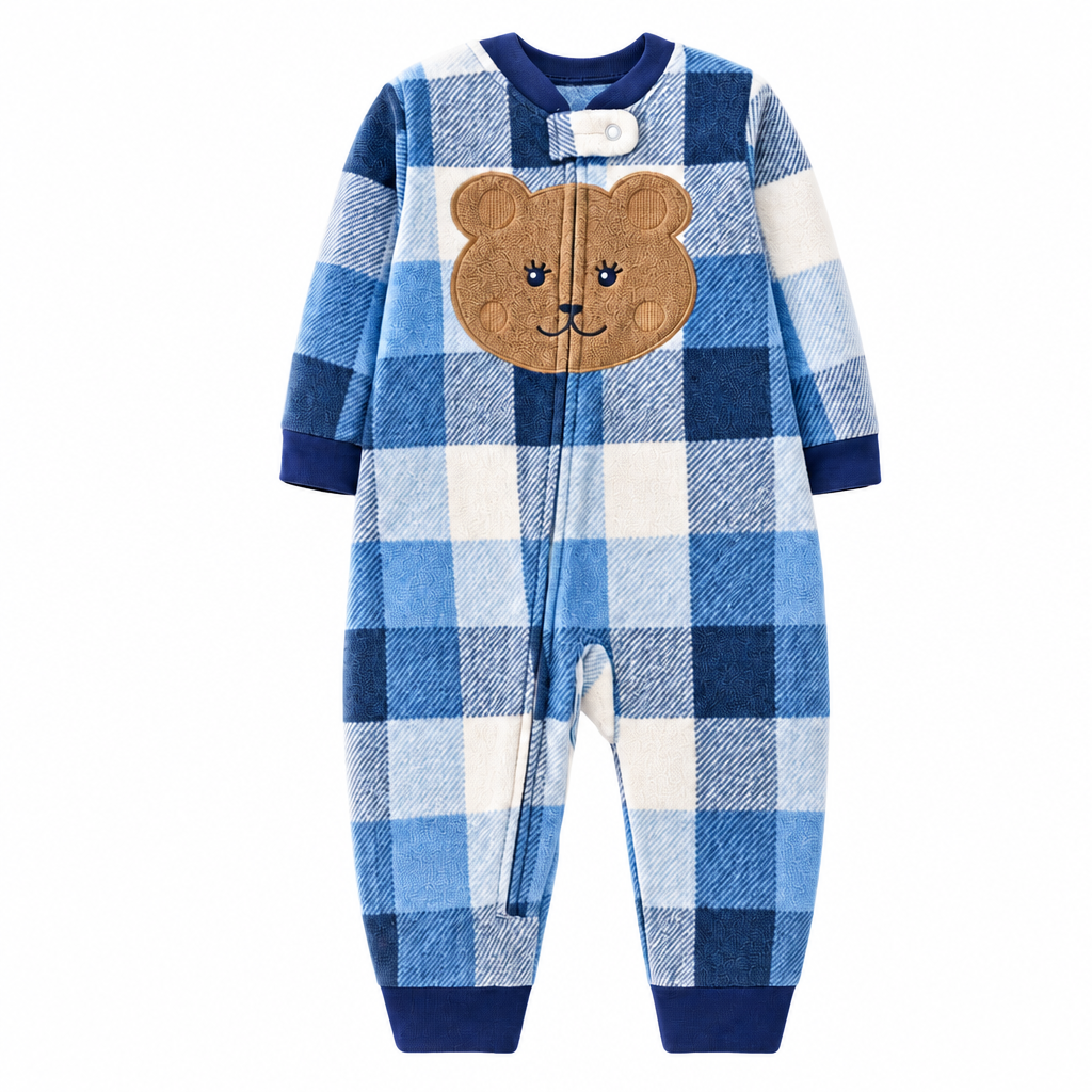 WarmBuddy – Søt og myk – babyjumpsuit i fleece med tegneserieprint