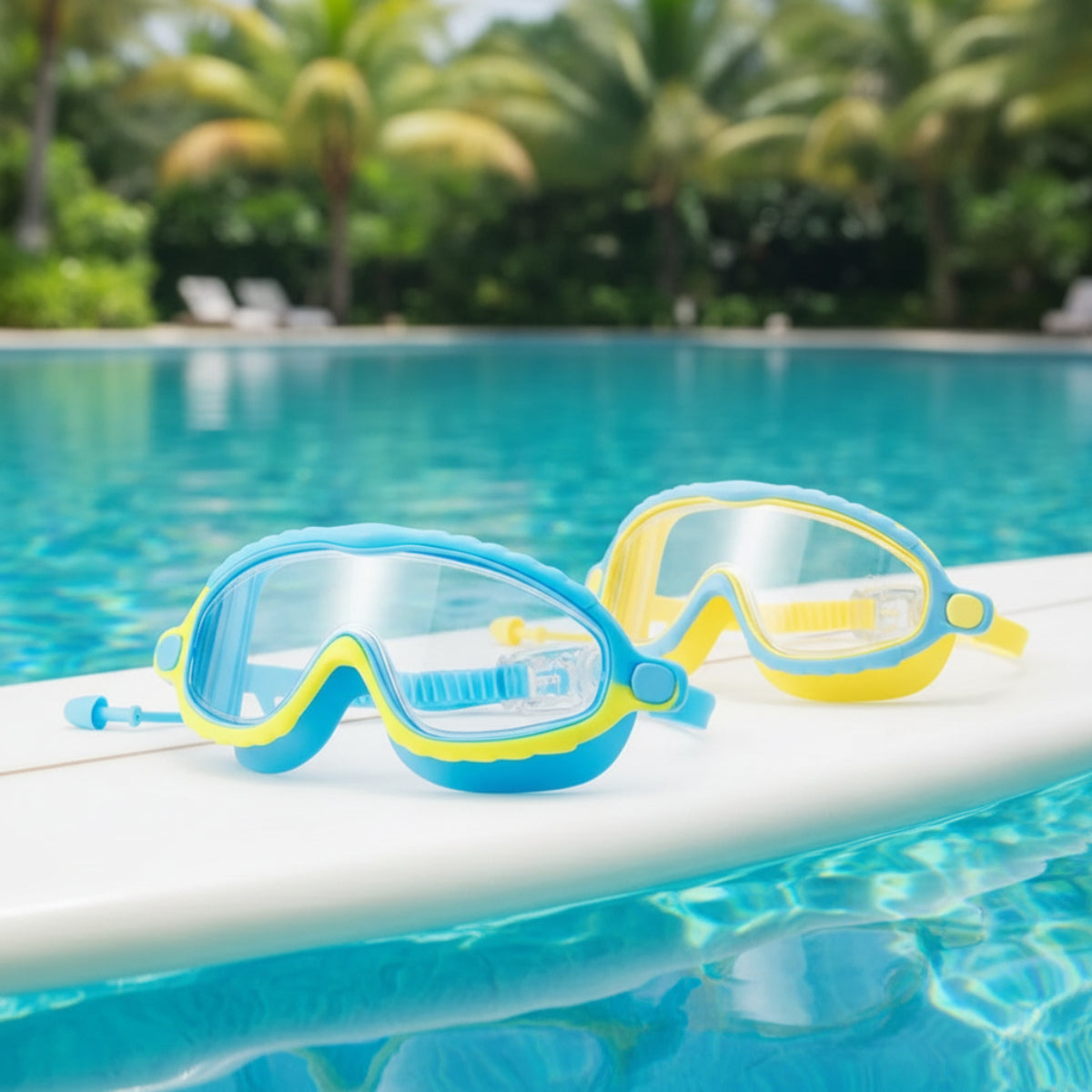 AquaVision – Justerbar beskyttelse mot dugg og UV-stråling – Svømmebriller i silikon med ørepropper