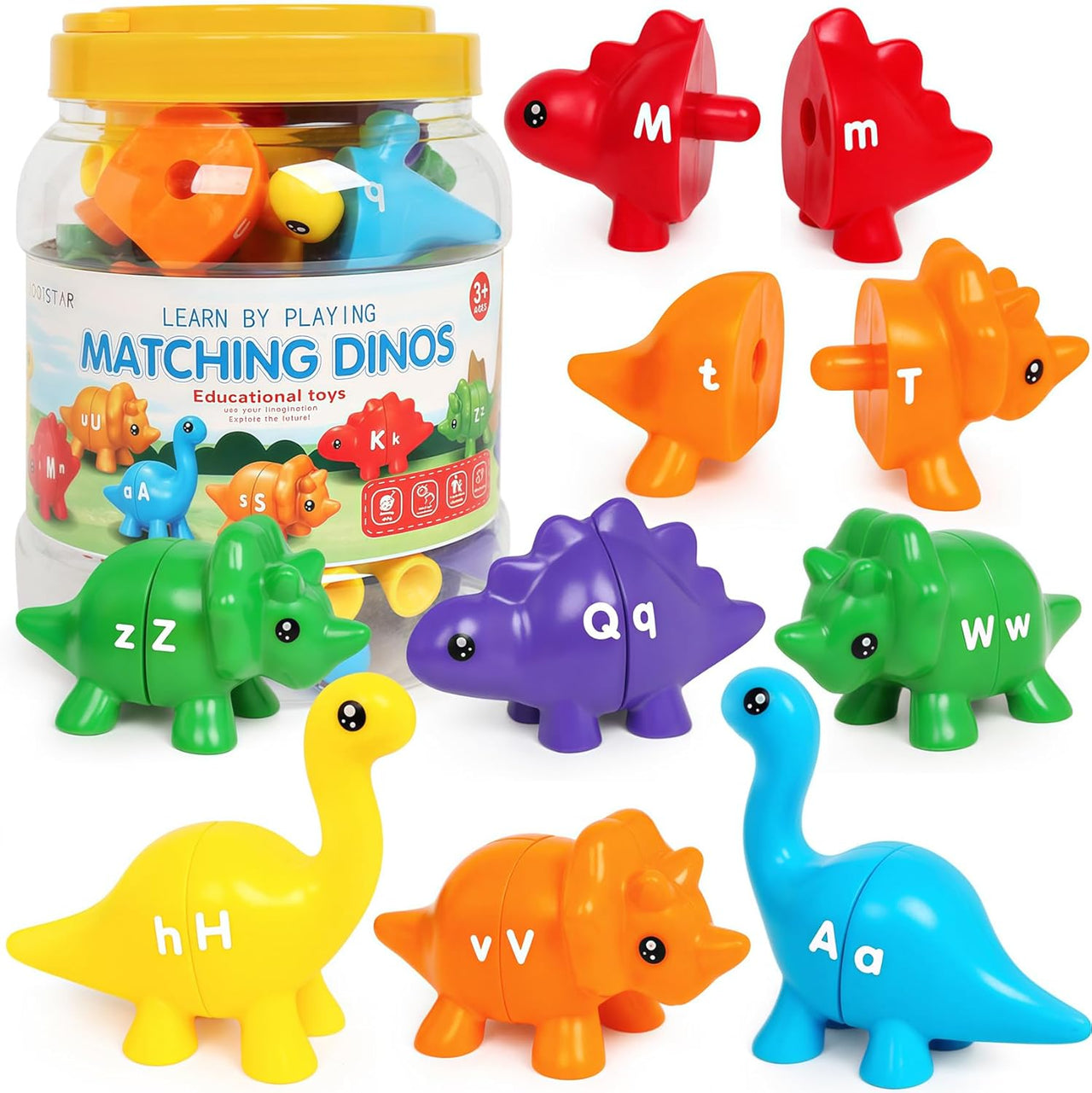Matching Dino's – Morsomt og lærerikt - Dino-spill med alfabet og tall