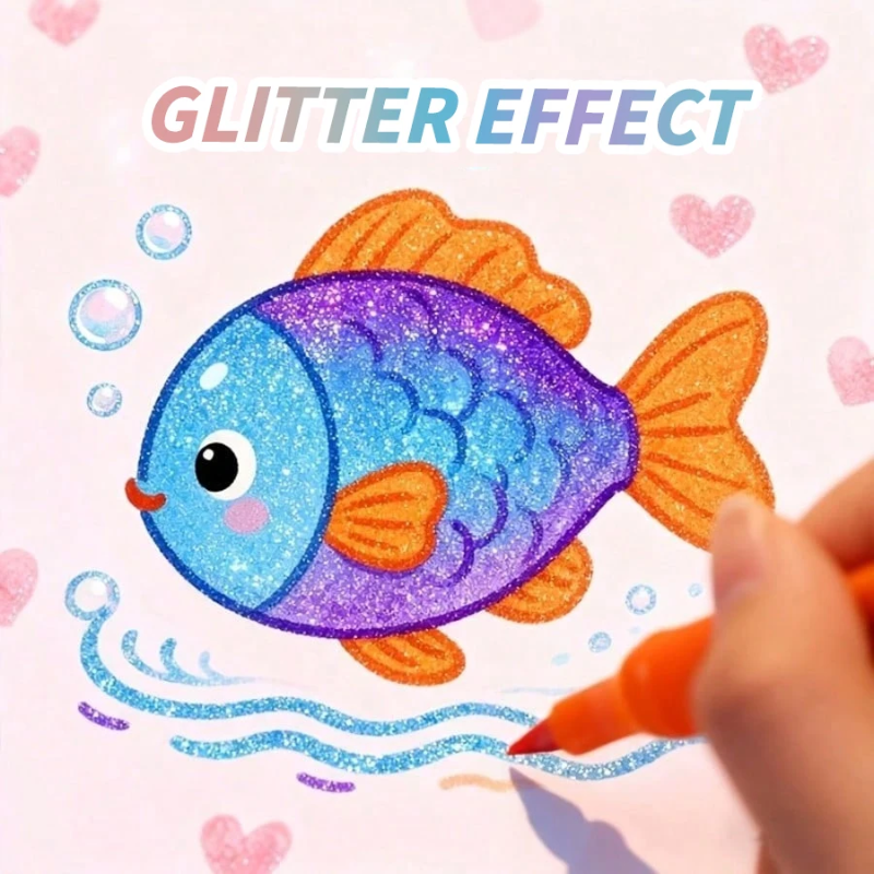 ArtShine – Fargerikt og glitrende – Sett med dobbeltsidige glitter- og selvlysende tusjer