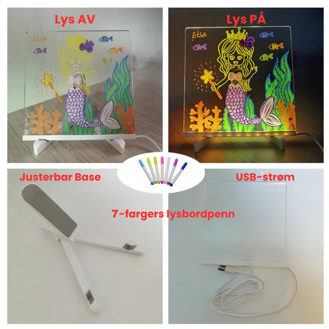 Drawing Light - Skinnende kunstverk - Tegnebrett med lys