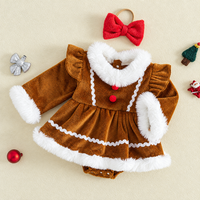 Thumbnail for LittleGinger – Varm og festlig – Jule-jumpsuit til baby med hårbånd