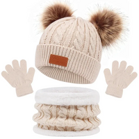 Thumbnail for CozyPom – Varmt og mykt – Vintersett med lue, skjerf og hansker