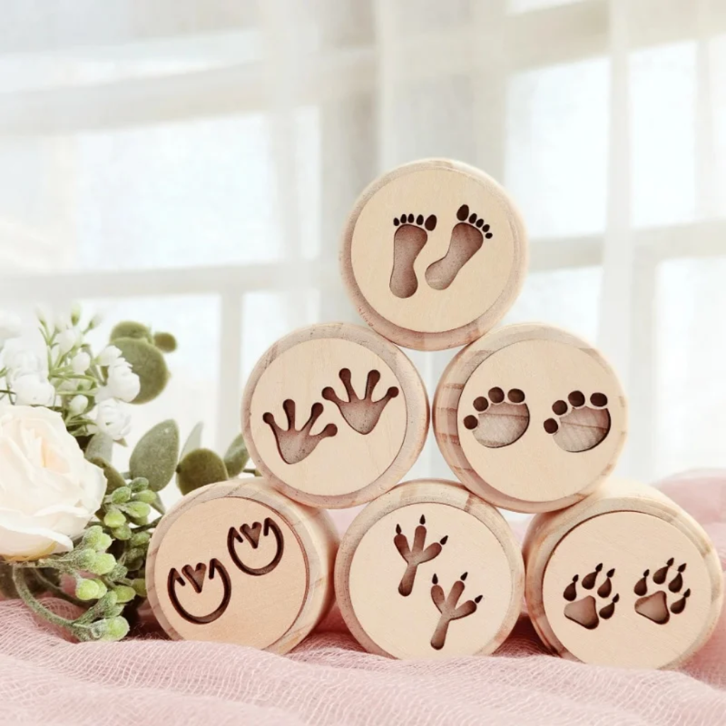 WoodStamp – Montessori & Kreativt – 6 stk. leirestempler av tre