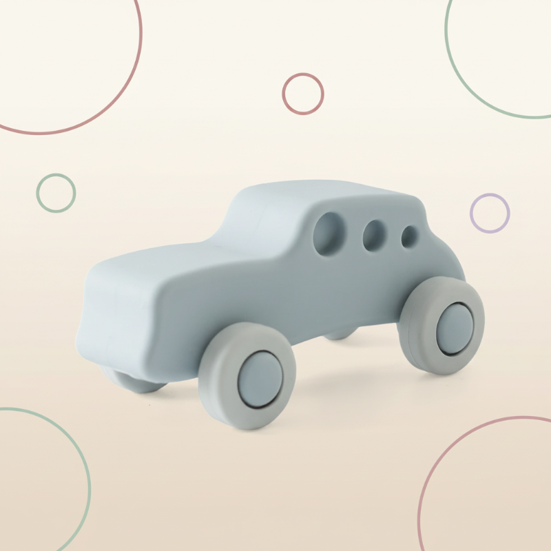 Montessori Silicone Toy Car – Sikker og tyggevennlig – Tygge- og leketøy i silikon i form av et kjøretøy