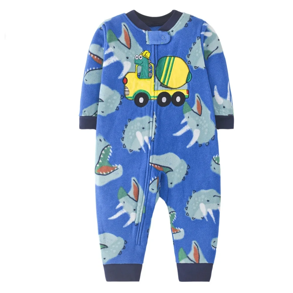WarmBuddy – Søt og myk – babyjumpsuit i fleece med tegneserieprint