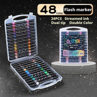 Thumbnail for ArtShine – Fargerikt og glitrende – Sett med dobbeltsidige glitter- og selvlysende tusjer
