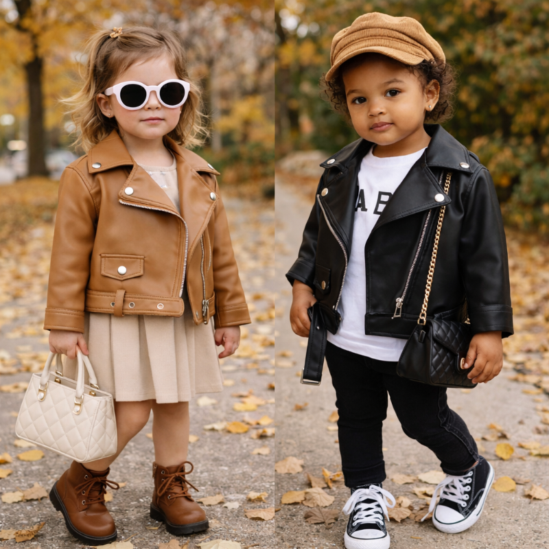 Girls Leather Jacket – Kult og stilig – Barnejakke i skinn