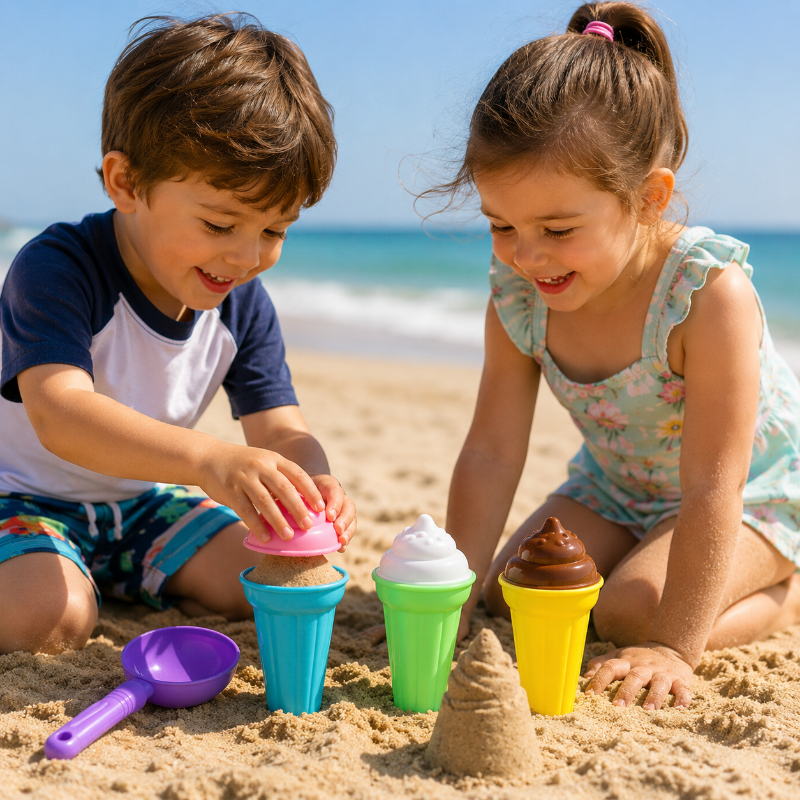 BeachFun – Sandlek & Kreativitet – Strand-is-skje-lekesett