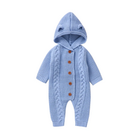 Thumbnail for SoftKnit – Varm og søt – Strikket babyjumpsuit med hette