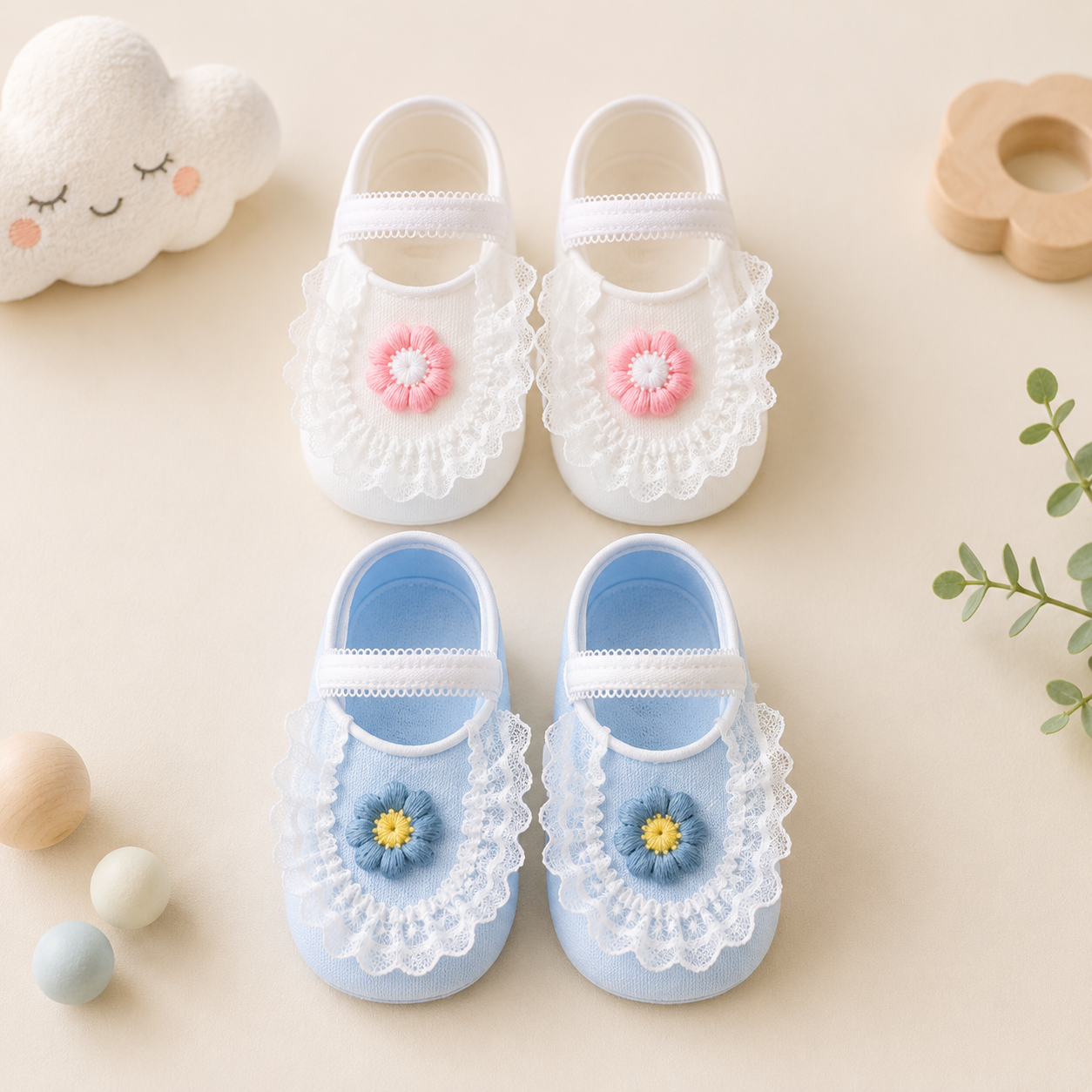 SweetFeet – Myke og søte – babysokker med blomster og blonder