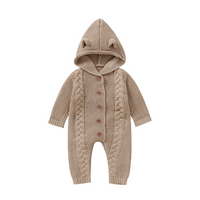 Thumbnail for SoftKnit – Varm og søt – Strikket babyjumpsuit med hette