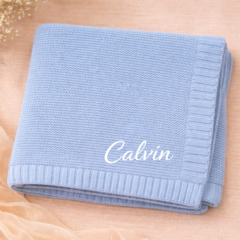 Personalized Baby Blanket – Myk og unik – Personlig brodert bomullsteppe