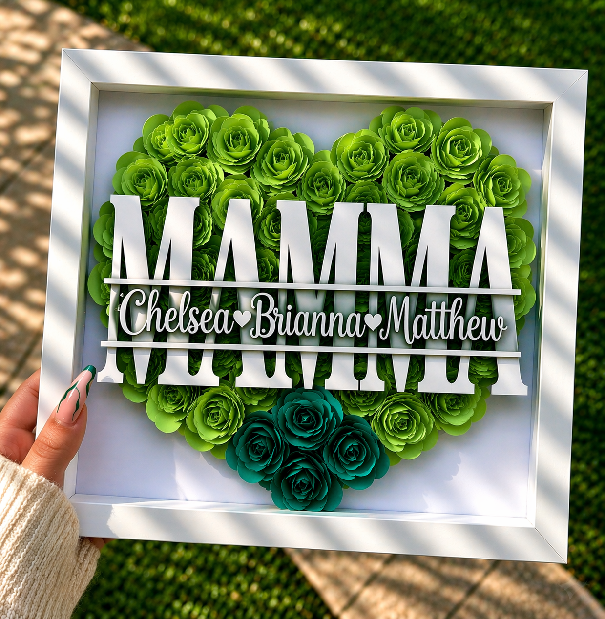 Personalized Rose Shadow Box – Unik morsdagsgave – Personlig skyggeboks med roser
