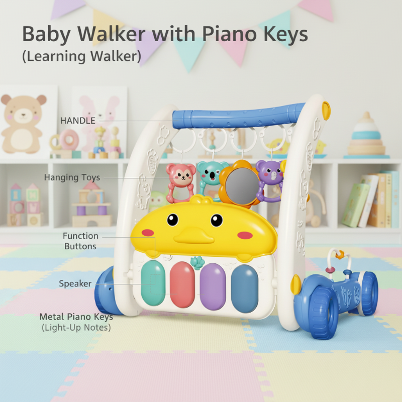Step & Play – Interaktivt og trygt – 3-i-1 gåstol og babygym