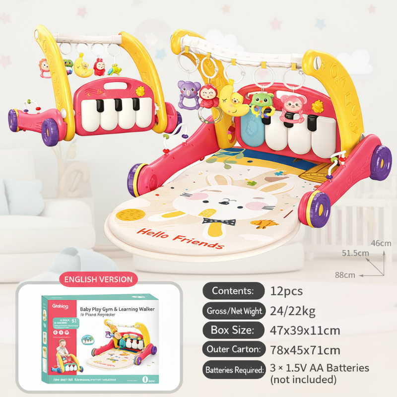 Step & Play – Interaktivt og trygt – 3-i-1 gåstol og babygym