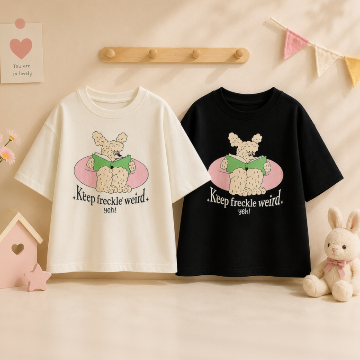 SunnyKids – Komfortabel og søt – Oversized T-skjorte med tegneserie-trykk