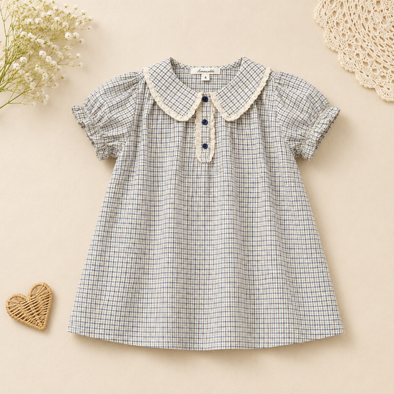 Short Sleeve Embroidery Dress – Elegant og komfortabel – boutique-jente kjole