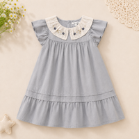 Thumbnail for Short Sleeve Embroidery Dress – Elegant og komfortabel – boutique-jente kjole